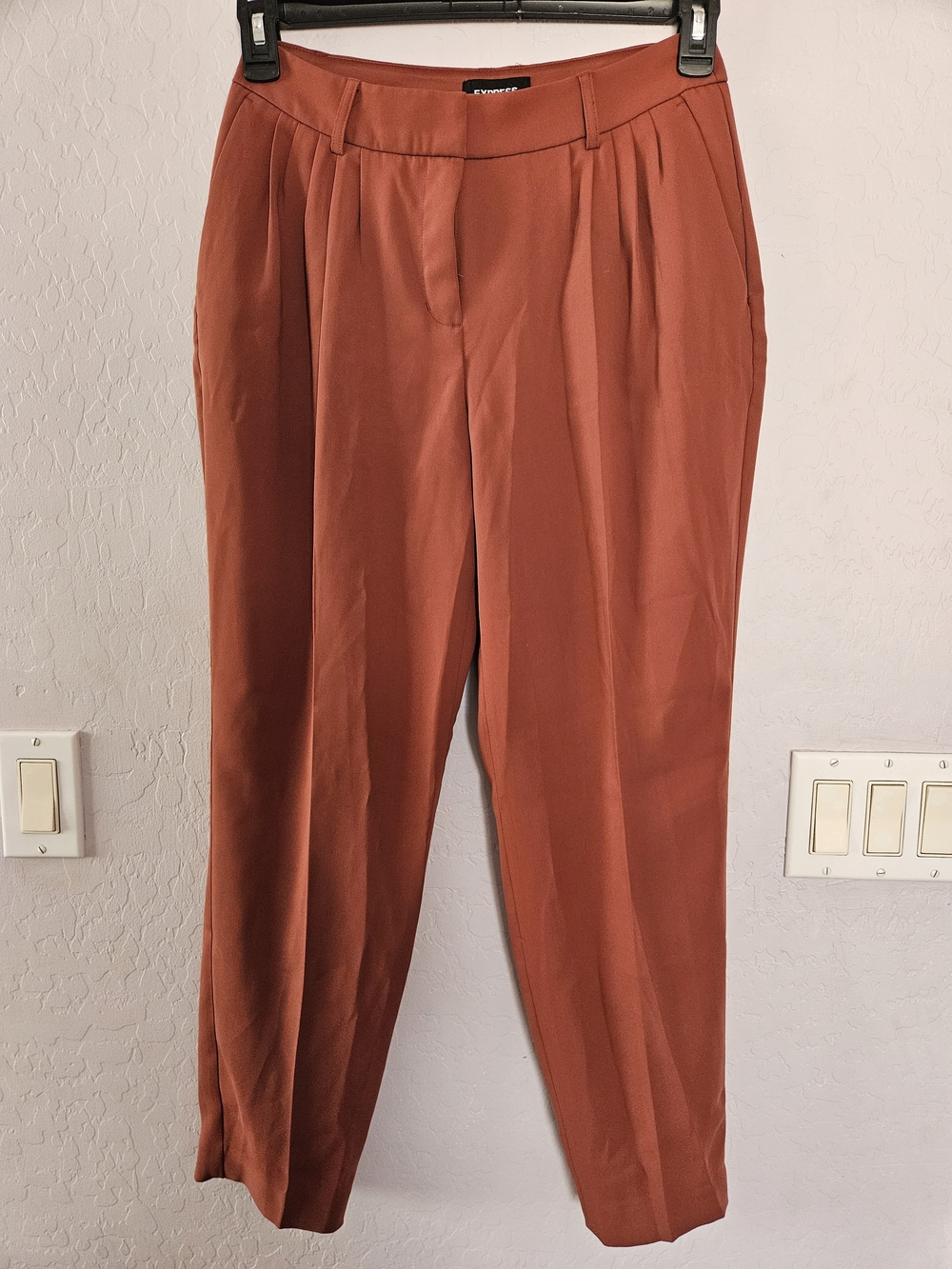 Express Women's Rust Pleated Ankle Rise Pants